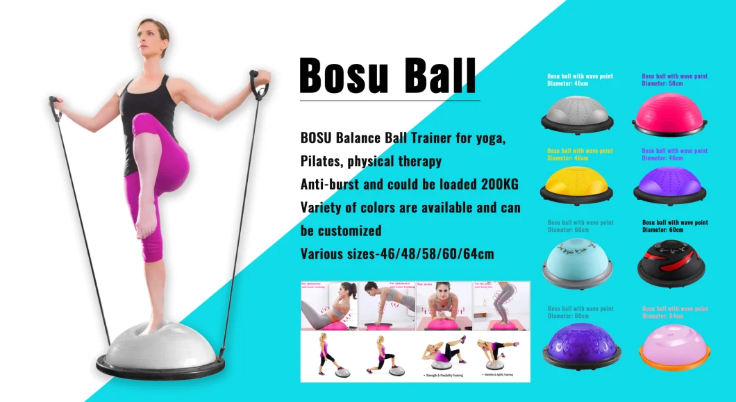 46/48/58/60/64 Cm Manufacture Cheap Home Gym Fitness Exercise Yoga Bosuing Half Ball Balance Training Trainer Equipment on Sale