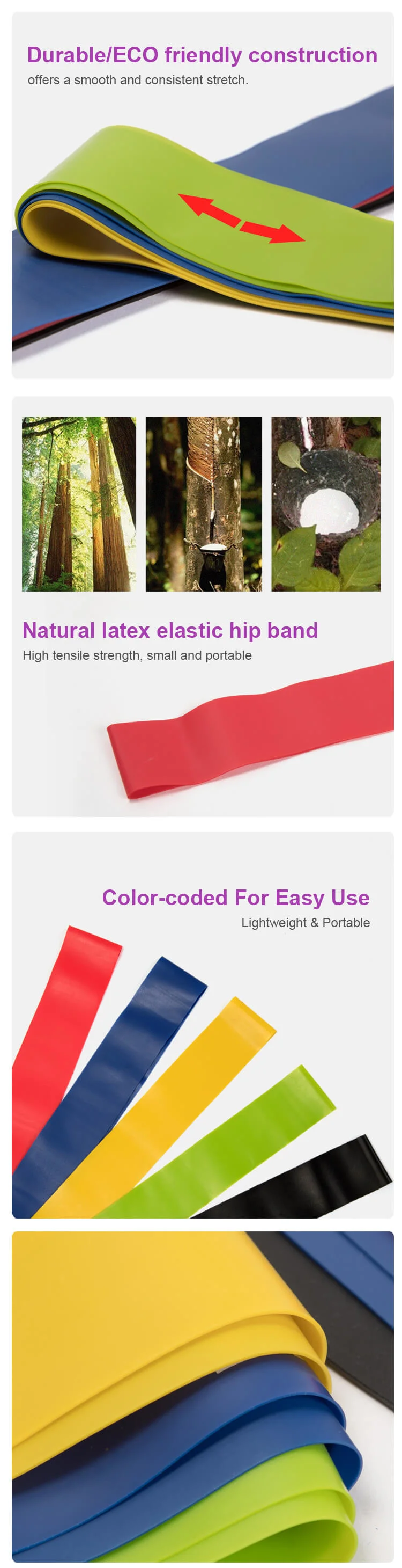 High Quality Yoga Stretch Pink Latex 5 PCS Mini Loop Resistance Band