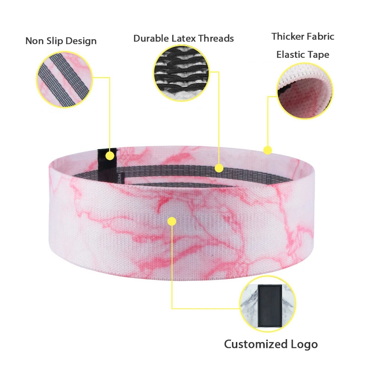 New Marble Pattern Resistance Hip Loop Band for Yoga Fitness, Custom Printing Marble Booty Squat Exercise Circle, Leopard Fabric Resistance Bands Set