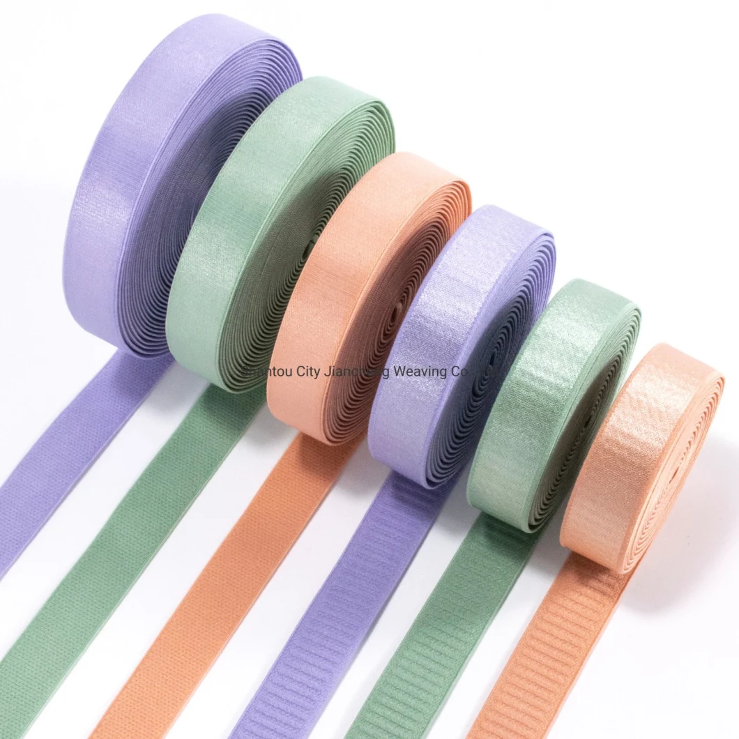 Wholesale 10mm 20mm 25mm Custom Shiny Satin Non-Slip Plush Bra Elastic Band for Underwear
