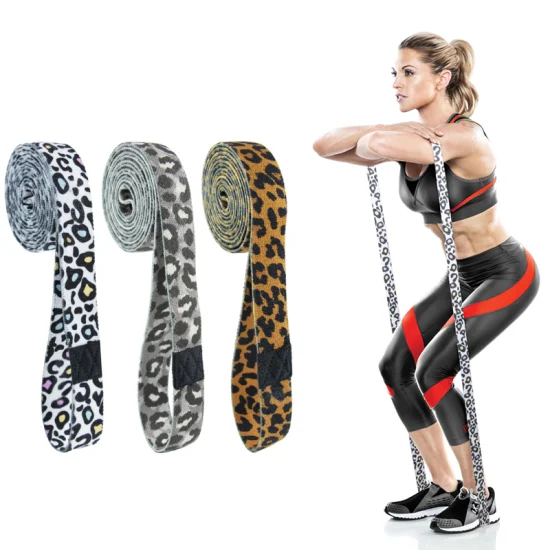 Workout Fitness Exercise Bands Non Slip Exercise Resistance Band Set Leopard Custom Printing Long Fitness Band