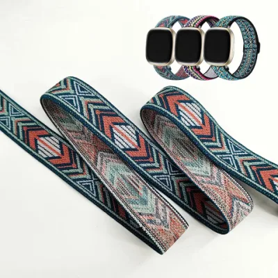 Free Sample Manufacturer Custom 20mm Flexible Soft Knitted Braided Nylon Elastic I Watch Band